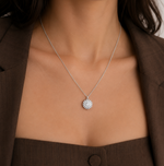 Load image into Gallery viewer, Silver Floral Halo Pendant Necklace