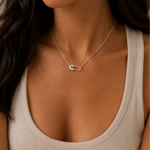 Load image into Gallery viewer, Silver Safety Pin Pendant Necklace