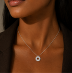 Load image into Gallery viewer, Silver Halo Circle Pendant Necklace