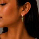 Load image into Gallery viewer, Emerald Cascade Hoop Earrings