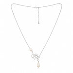 Load image into Gallery viewer, Silver Leaf Vine & Pearl Drop Lariat Necklace