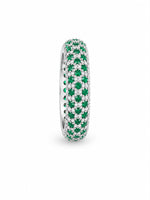 Load image into Gallery viewer, Emerald-Green Cushion Geometric Pavé Ring