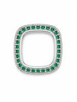 Load image into Gallery viewer, Emerald-Green Cushion Geometric Pavé Ring
