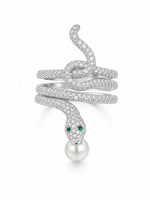 Load image into Gallery viewer, Empress Serpent Pavé & Pearl Statement Ring