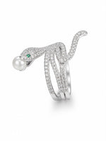 Load image into Gallery viewer, Empress Serpent Pavé & Pearl Statement Ring