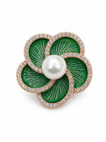 Load image into Gallery viewer, Verdant Blossom Pearl & Crystal Brooch