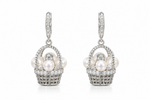 Load image into Gallery viewer, Pearl Basket Drop Earrings