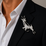 Load image into Gallery viewer, Midnight Stag Crystal Brooch
