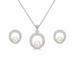 Load image into Gallery viewer, Luna Halo Pearl Pendant Set
