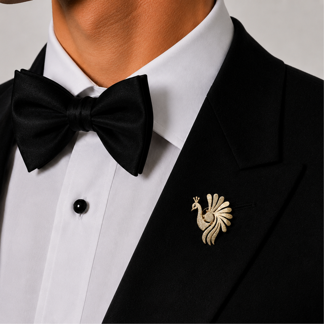 Golden Peacock Grace Brooch