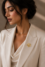 Load image into Gallery viewer, Gilded Blossom Pearl Brooch
