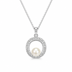 Load image into Gallery viewer, Luna Halo Pearl Pendant Set
