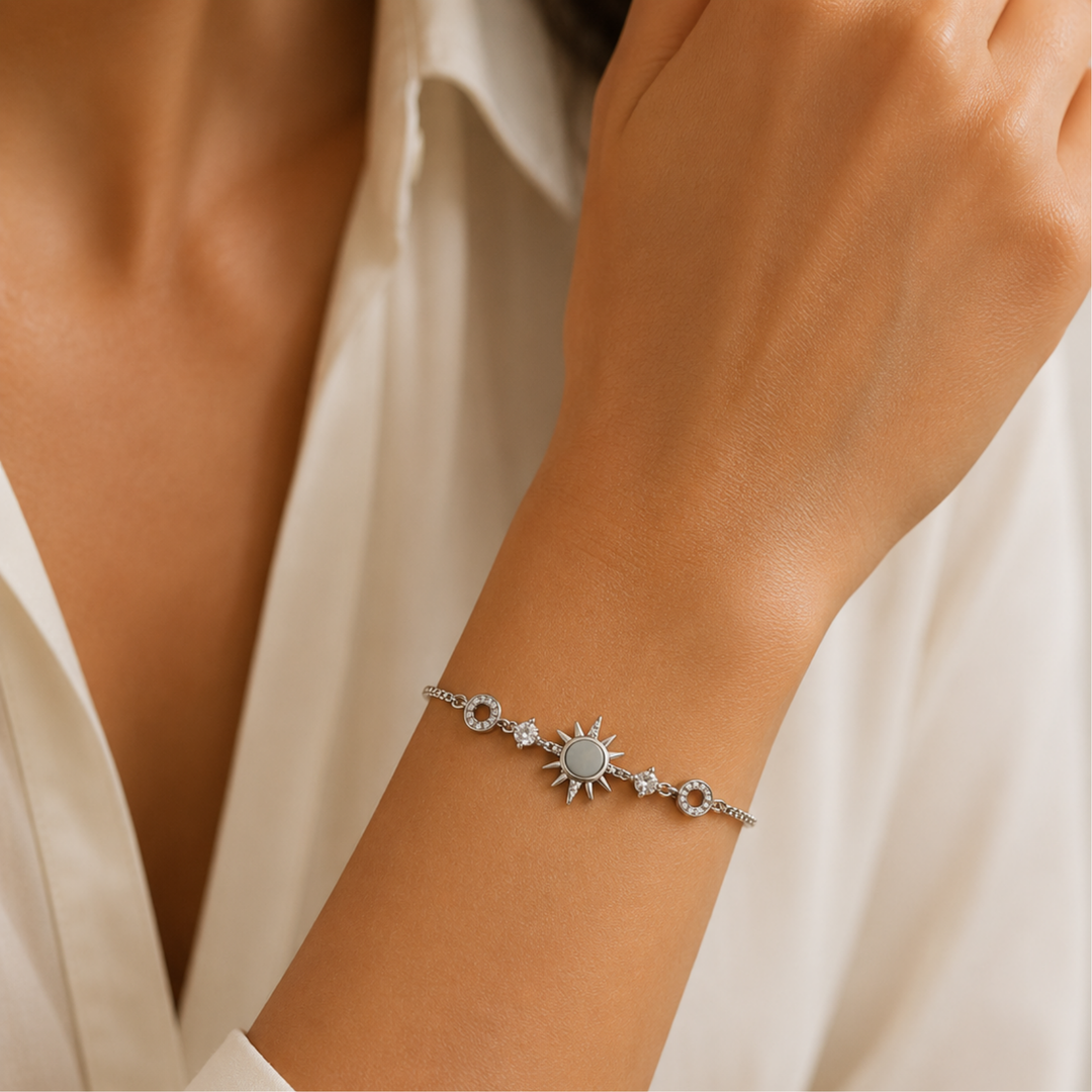Sun Charm Sterling Silver Bracelet