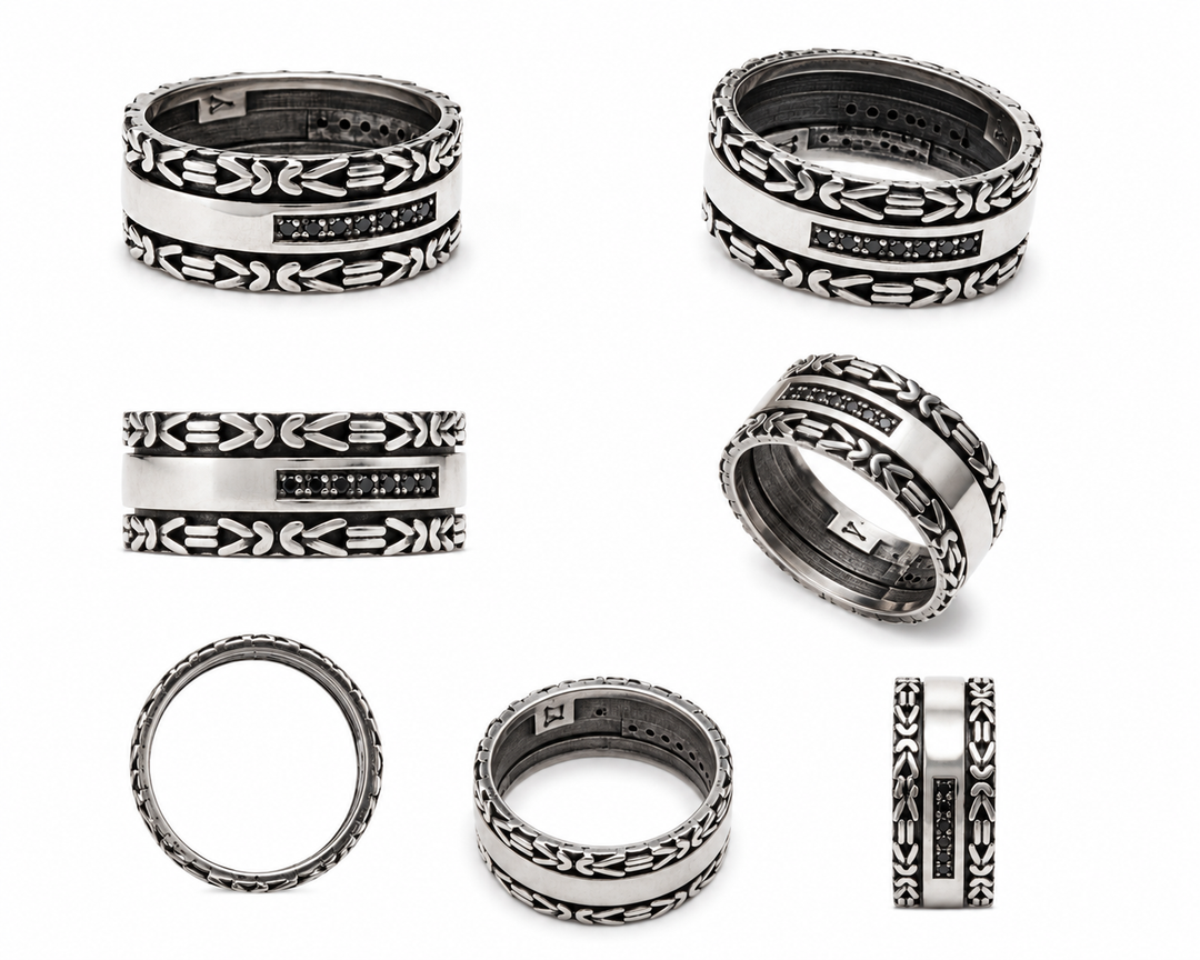 Obsidian Crest Band Ring