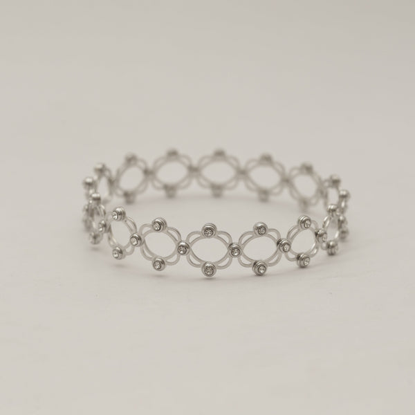 Asjustable Ladies Sterling Silver Crystal Link Bracelet/Ring