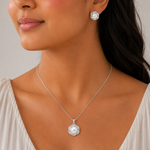 Load image into Gallery viewer, Rosette Pearl Pendant Set
