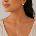Load image into Gallery viewer, Luna Halo Pearl Pendant Set
