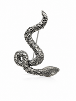 Load image into Gallery viewer, Emerald-Eyed Baroque Serpentine Brooch
