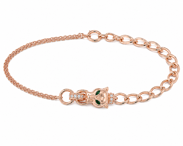 Emerald-Eyed Panther Statement Bracelet