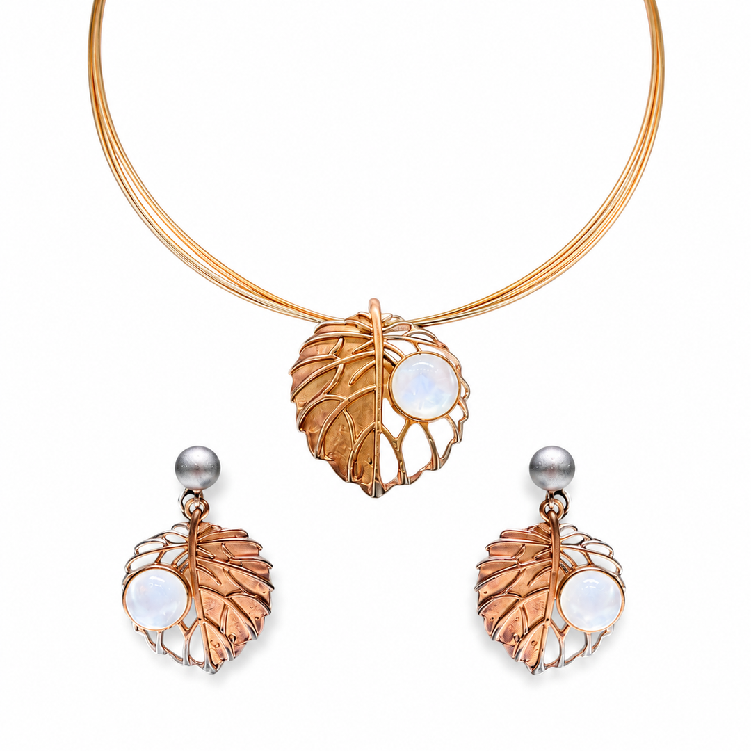 Moonlit Leaf Pendant Set