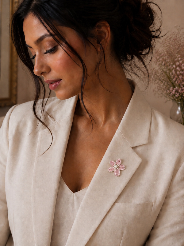 Blush Sakura Pearl Enamel Brooch
