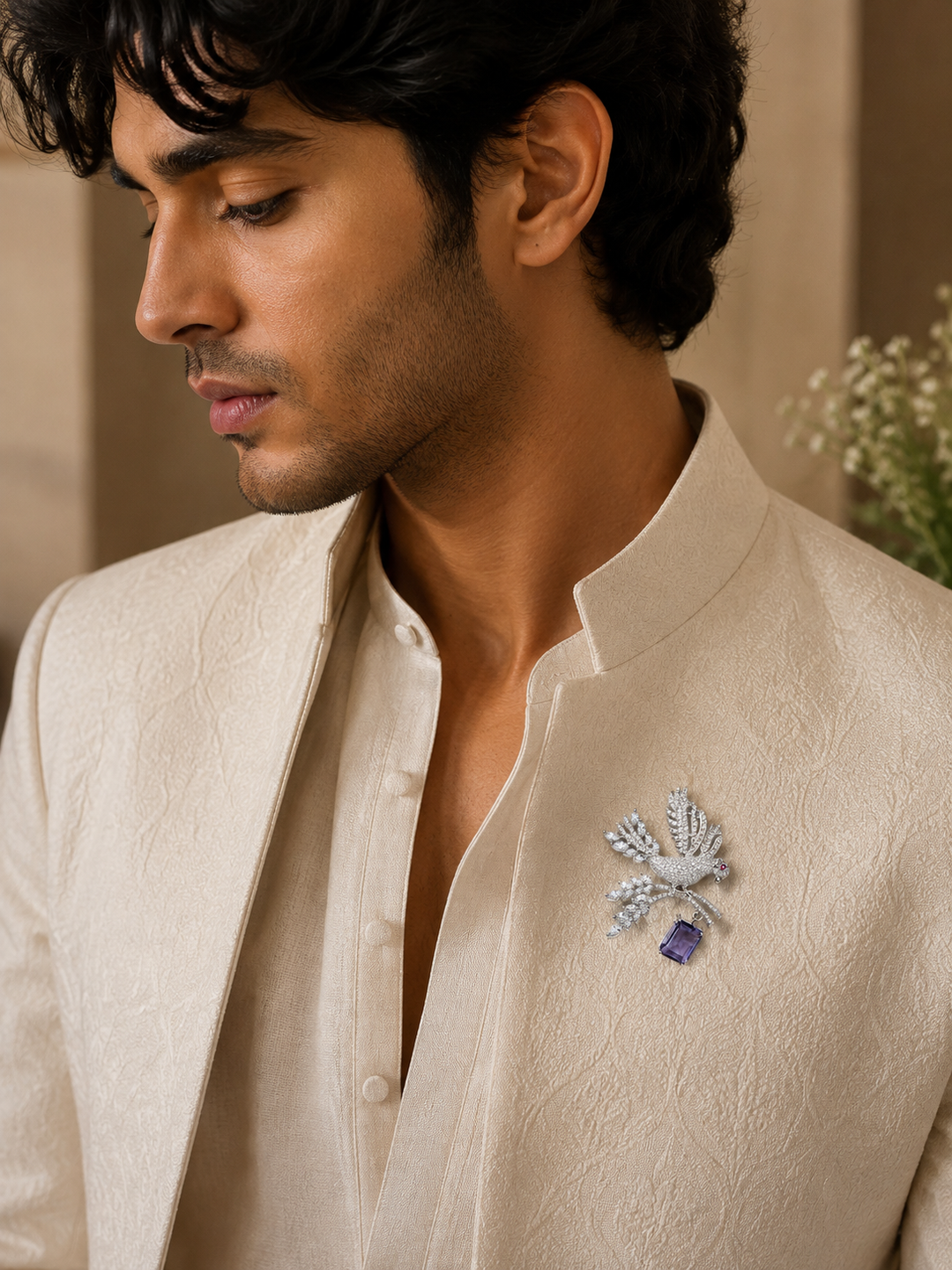 Majestic Flight Lavender Gemstone Brooch