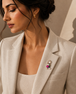 Load image into Gallery viewer, "Chic Promenade" Whimsical Girl Enamel Brooch
