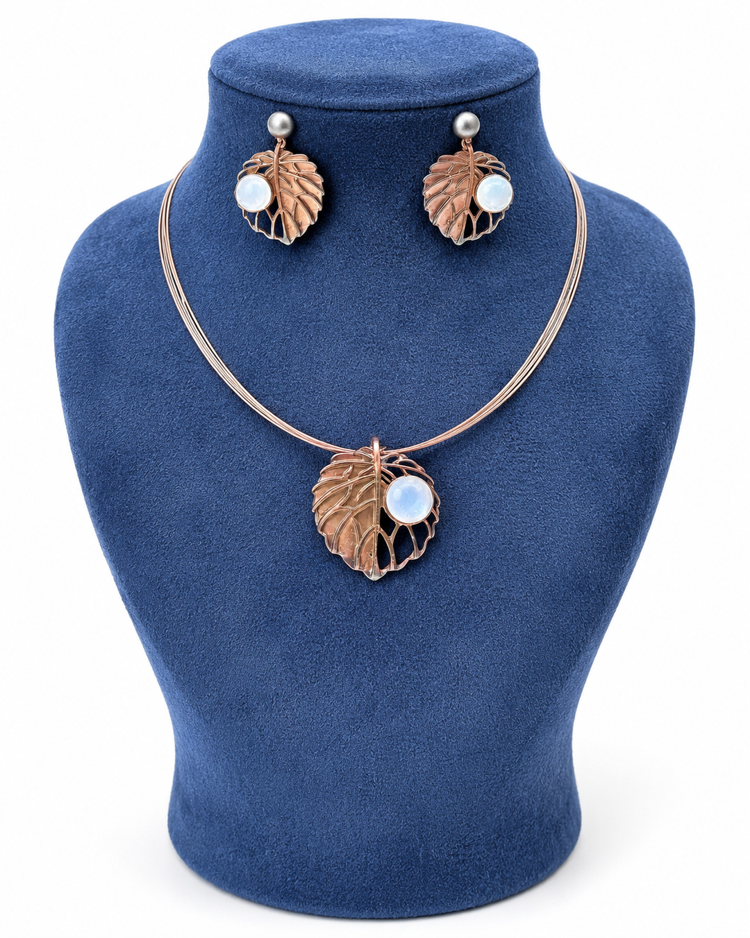 Moonlit Leaf Pendant Set