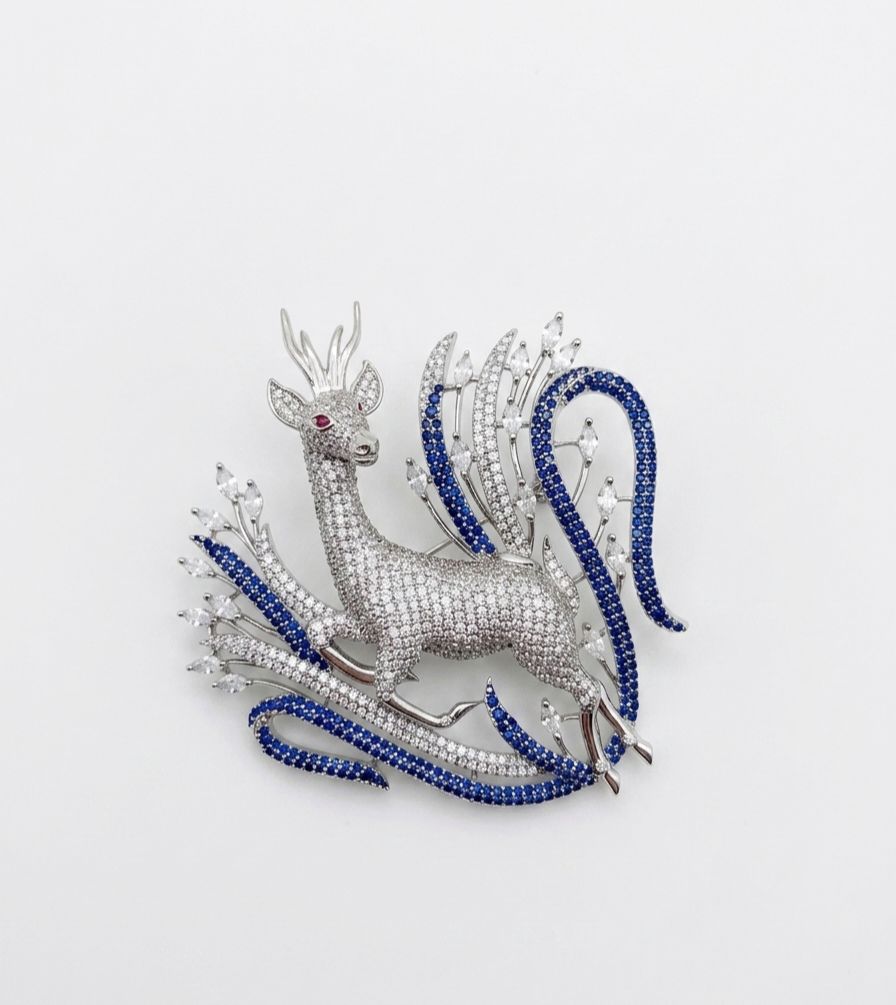 Azure Grove Deer Brooch