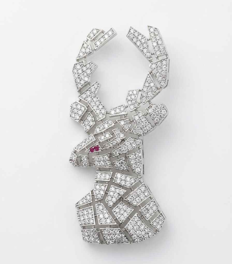 Regal Stag Crystal Brooch