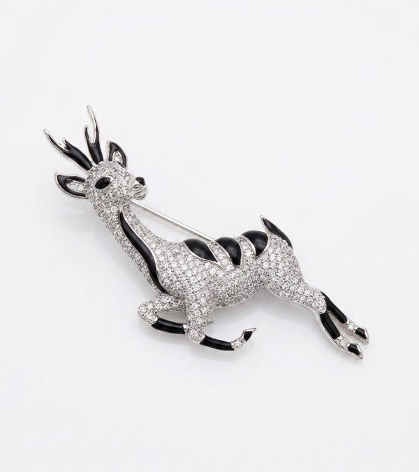 Midnight Stag Crystal Brooch