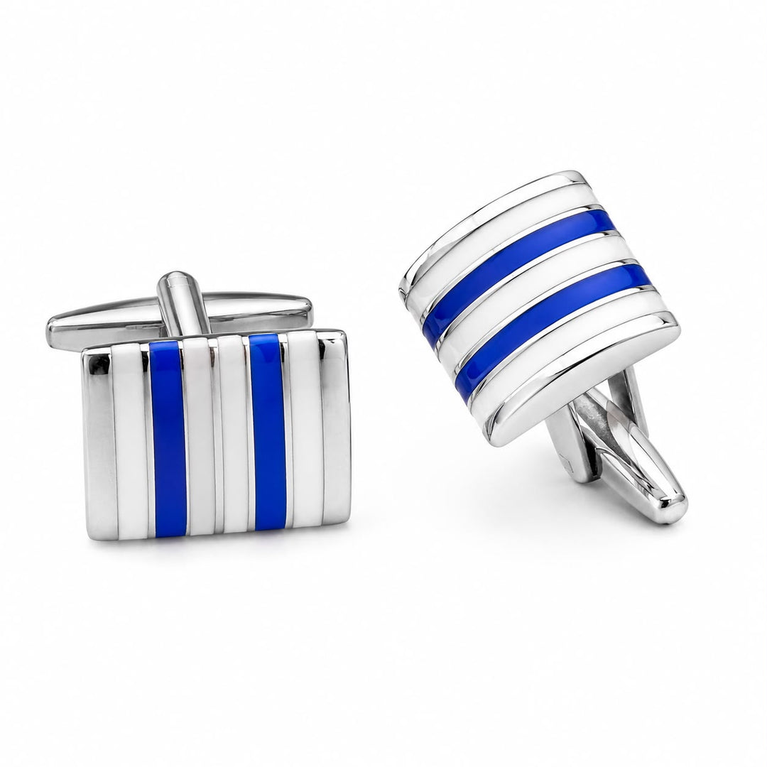 Meridian Cobalt & Ivory Striped Cufflinks