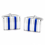 Load image into Gallery viewer, Meridian Cobalt &amp; Ivory Striped Cufflinks
