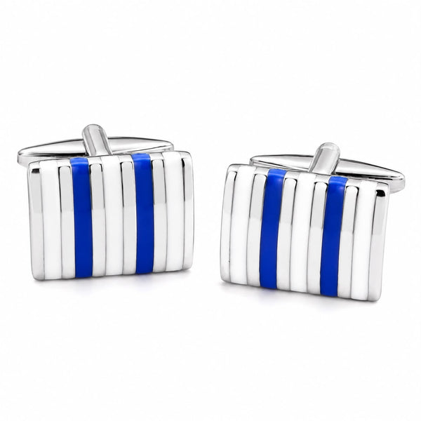 Meridian Cobalt & Ivory Striped Cufflinks