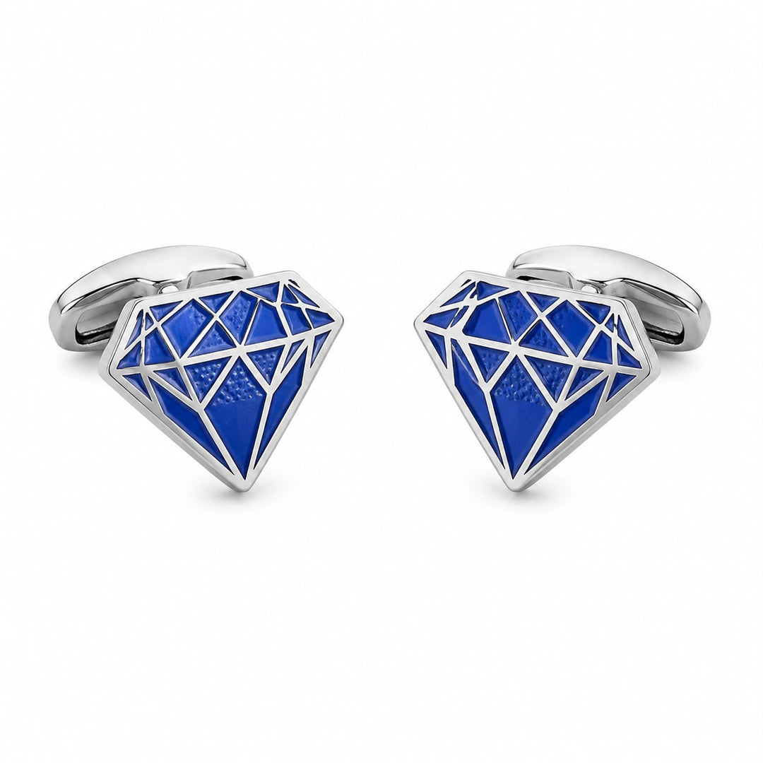 Cobalt Geometric Diamond Cufflinks