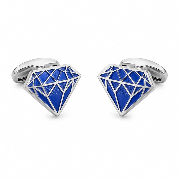 Cobalt Geometric Diamond Cufflinks