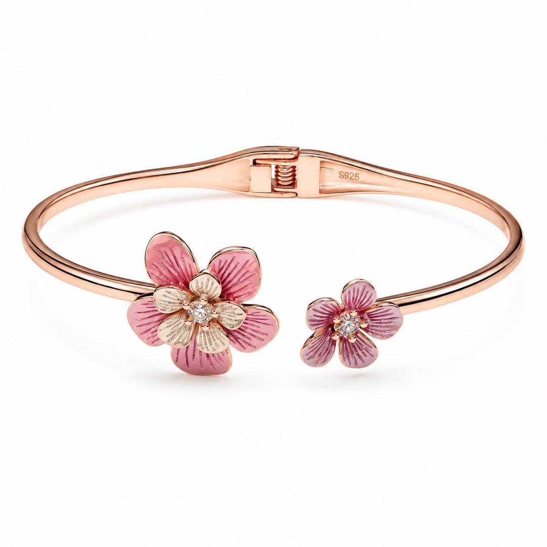 Blossom Bypass Rose Gold Open Bracelet