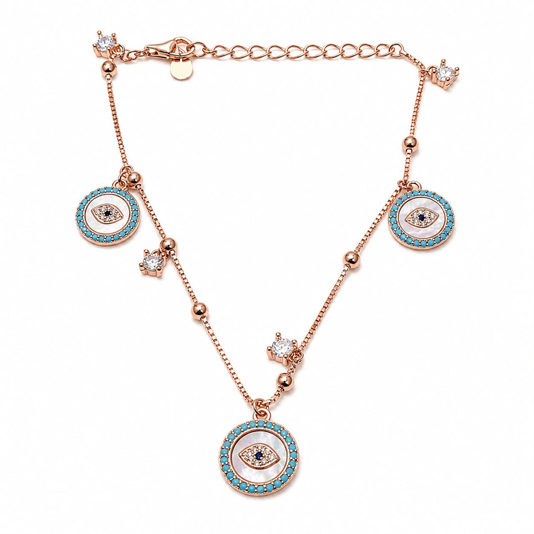 Mother-of-Pearl & Turquoise Evil Eye Slider Bracelet