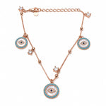 Load image into Gallery viewer, Mother-of-Pearl &amp; Turquoise Evil Eye Slider Bracelet
