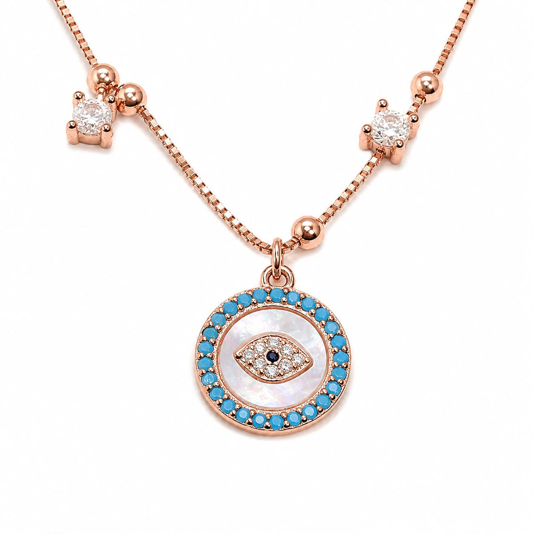 Mother-of-Pearl & Turquoise Evil Eye Slider Bracelet