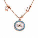 Load image into Gallery viewer, Mother-of-Pearl &amp; Turquoise Evil Eye Slider Bracelet
