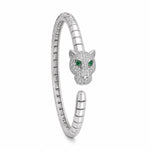 Load image into Gallery viewer, Emerald-Eyed Panther Pavé Cuff Bangle
