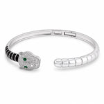 Load image into Gallery viewer, Emerald-Eyed Panther Pavé Cuff Bangle
