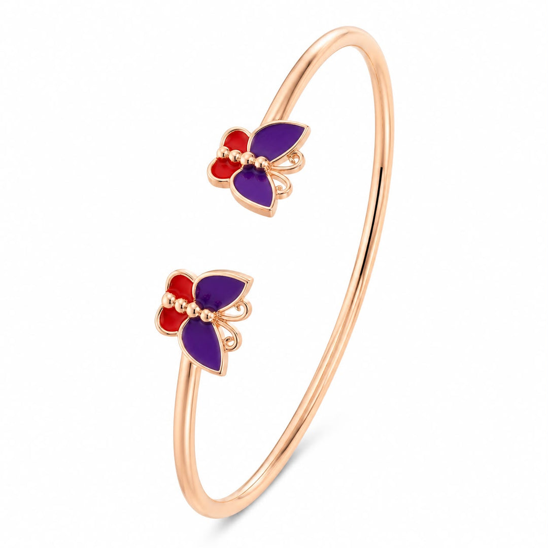 Enamel Butterfly Open Cuff Bracelet