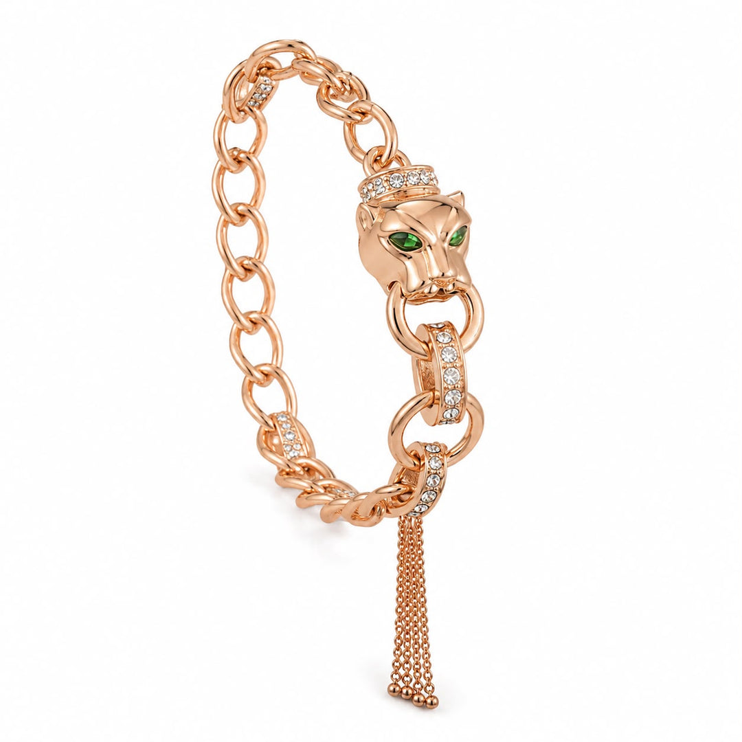 Emerald-Eyed Panther Statement Bracelet
