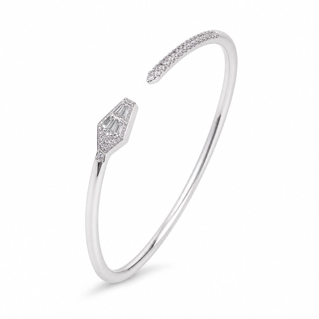 "Serpent’s Grace" Pavé & Baguette Bypass Bangle