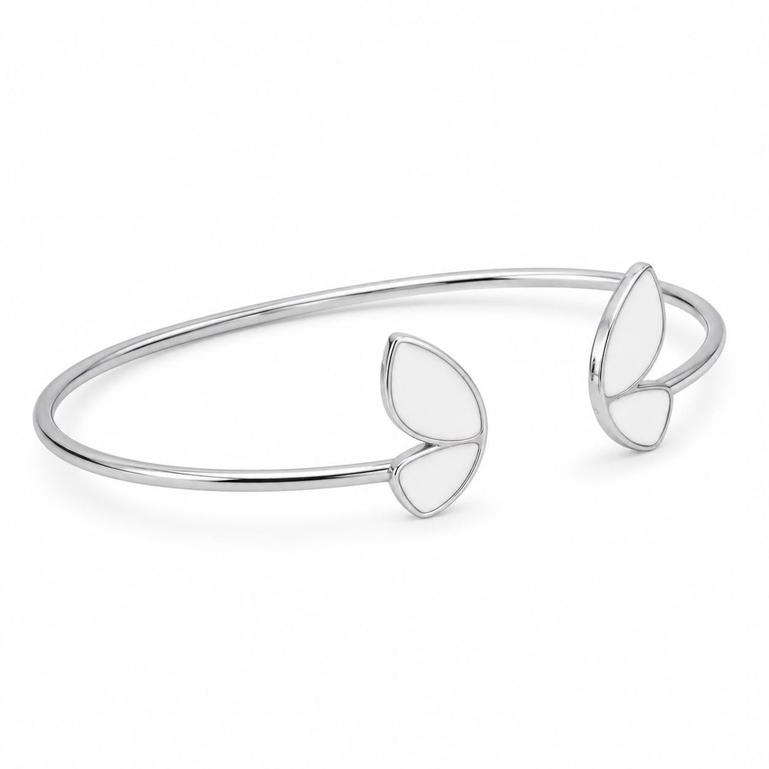 Flora Enamel Open Cuff Bangle
