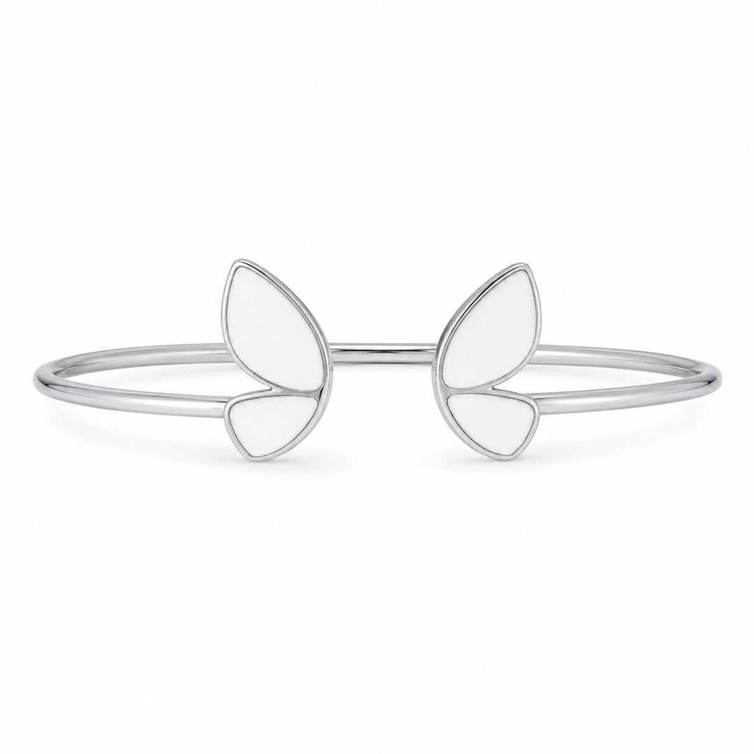 Flora Enamel Open Cuff Bangle
