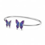 Load image into Gallery viewer, Midnight Iris Butterfly Open Cuff Bangle
