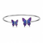 Load image into Gallery viewer, Midnight Iris Butterfly Open Cuff Bangle
